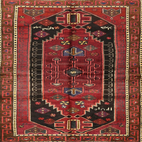 Ahgly Company Machine Washable Indoor Square Traditional Sienna Brown Area Rugs, 8' Square