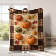 thumbnail image 5 of Thanksgiving Autumn Flannel Blanket Orange, Elegant Fall Pattern Plush Throw, 27.5x39.4inLightweight Warm Quilt, Stylish Home Furnishing for Sofa Bed Outdoor Camping Use, 5 of 6