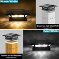thumbnail image 4 of 4x4 Solar Post Cap Lights 16 LEDs 2 Modes 3.5x3.5 4x4 Wooden Vinyl Post Light Waterproof Outdoor for Deck Fence Patio Garden D r, Warm/Cool White (6 Pack, Black), 4 of 4