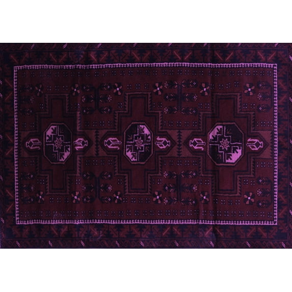 Ahgly Company Indoor Rectangle Persian Purple Traditional Area Rugs, 5' x 7'