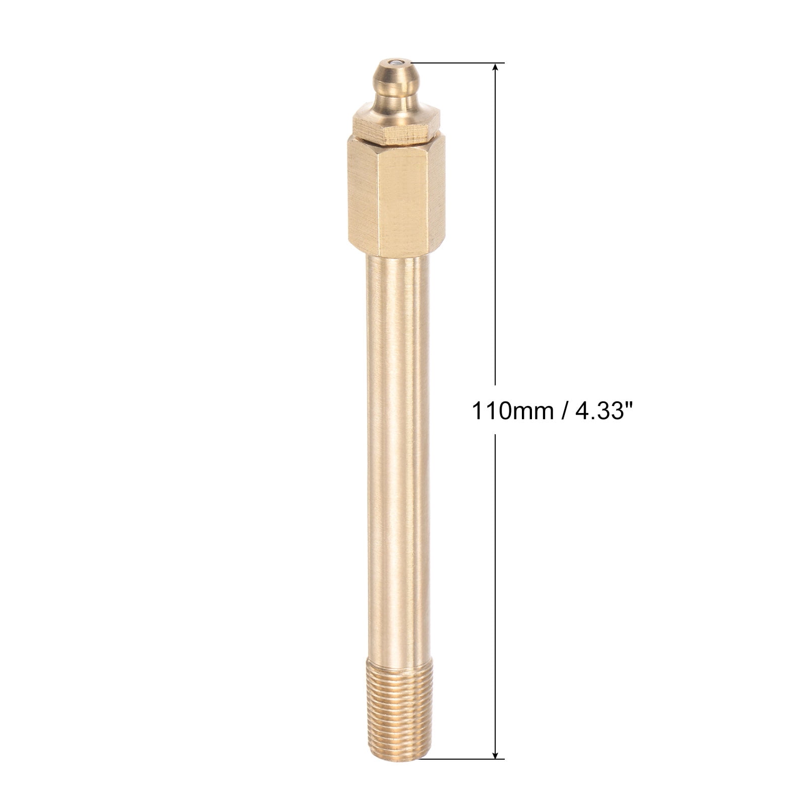 Unique Bargains Brass Straight Hydraulic Grease Fitting with Thread Length 110mm