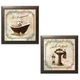 thumbnail image 2 of Gango Home Decor Elegant French Bathroom Wall Art; Two Off-White 12x12in Art Prints in Brown Frames, 2 of 6