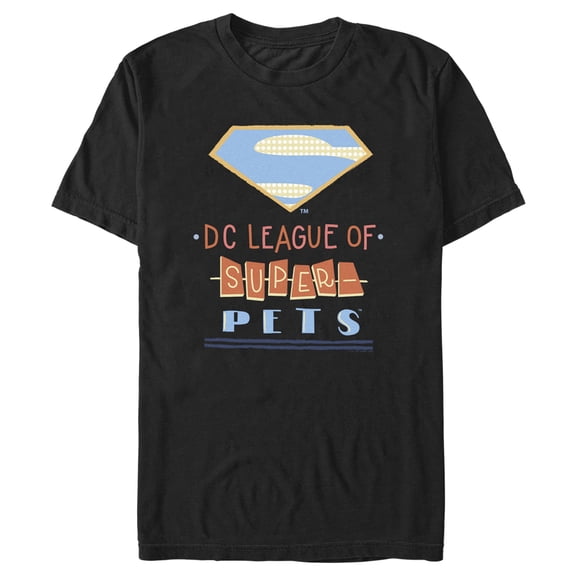 Men's DC League of Super-Pets Superman Dot Logo Cutouts Graphic Tee Black X Large