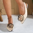 thumbnail image 6 of Beige Womens Floral Bow Sandals Round Toe Slip On Flat Casual Summer Beach Shoes 2026, 6 of 8