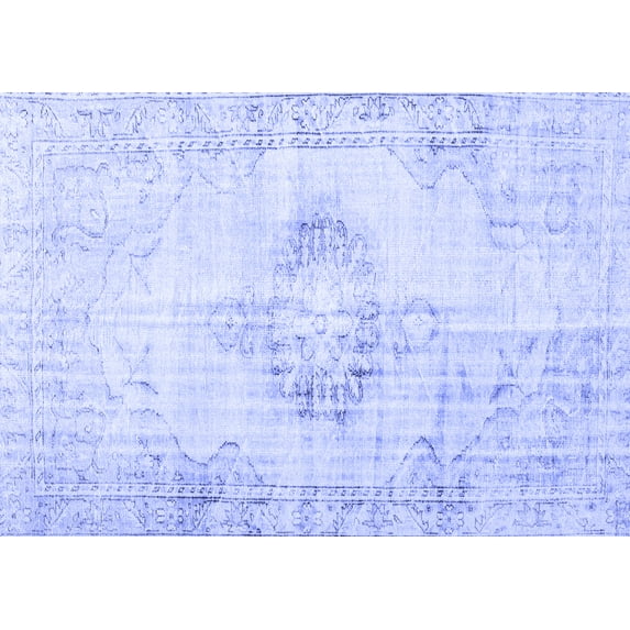 Ahgly Company Machine Washable Indoor Rectangle Persian Blue Traditional Area Rugs, 5' x 8'