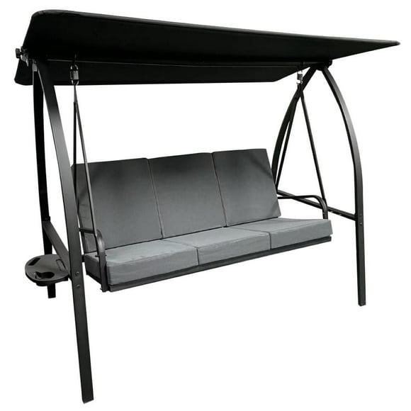 Deluxe three-seater swing with cushions and sides table