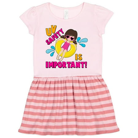 

Inktastic UV Safety is Important with Girl in Inner Tube Gift Toddler Girl Dress