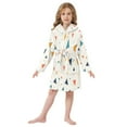 thumbnail image 6 of FORMRS Niños Bathrobe Unisex Hooded Robe Soft Plush Pajamas Sleepwear, Size 4-6T, Beige Simple Shapes, 6 of 7