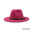 thumbnail image 2 of kurtrusly Fedoras Hat Wide Brim Decorative Cap Comfortable Solid Color Winter Caps Rose Red 58-61cm, 2 of 6