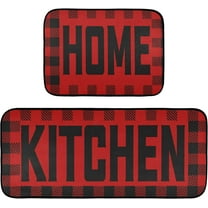 Buffalo Plaid Checked Black Red Kitchen Mat Set of 2 Anti-Fatigue Kitchen Rug Set Washable Non Slip Cushioned Foam Kitchen Runner Rugs and Mats Comfort Standing Mat for Floor Laundry Home Decor