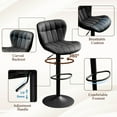 thumbnail image 4 of Furniliving Bar Stools Set of 2, Faux Leather Modern Swivel Bar Chairs, Upholstered Counter Height Barstools with Back for Bar, Kitchen Island, Dining Room, Black, 4 of 12