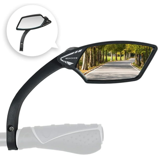 New Handlebar Bike Mirror Scratchand BlastGlass Lens Rotatable Rearview Mirror Bicycle Mirror ME(Silver Right Side)