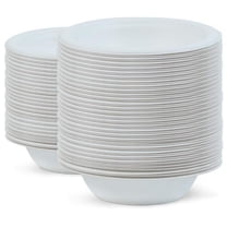 50Pcs 11.8oz Disposable White Bagasse Bowls, Made of Natural Sugarcane Fibers - for Hot or Cold Foods