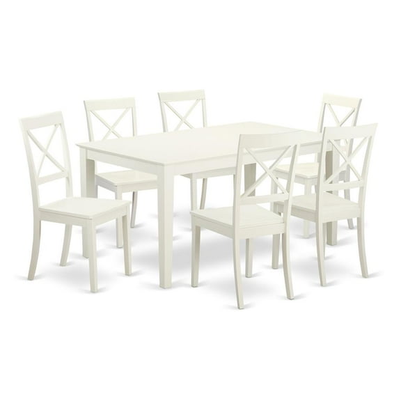 East West Furniture Dining Room Set Linen White, CABO7-LWH-W