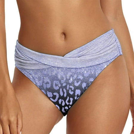 IDALL Bikini Sets Bathing Suit Casual Ethnic Printed High Waist Swimsuit Shorts Loose Tight Belt Sports Yoga Shorts Bikini Bottom Front Ruched Womens Swimsuits Womens Swimwear Purple L