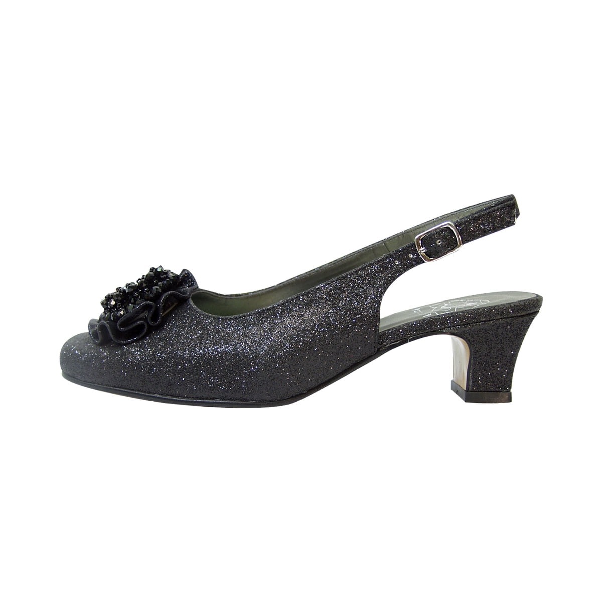 FLORAL Dara Women Extra Wide Width Flower Bow Glitter Slingback
