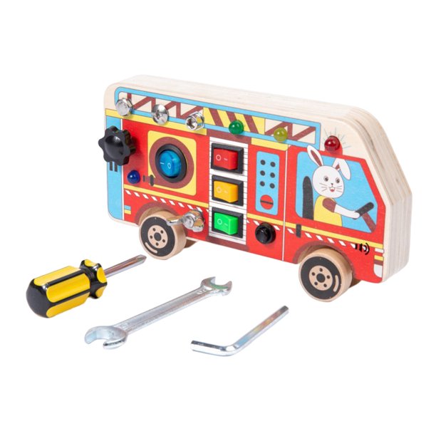 Tablero ocupado de dibujos animados de diseño creativo de interruptor de luz LED para niños (autobús escolar)