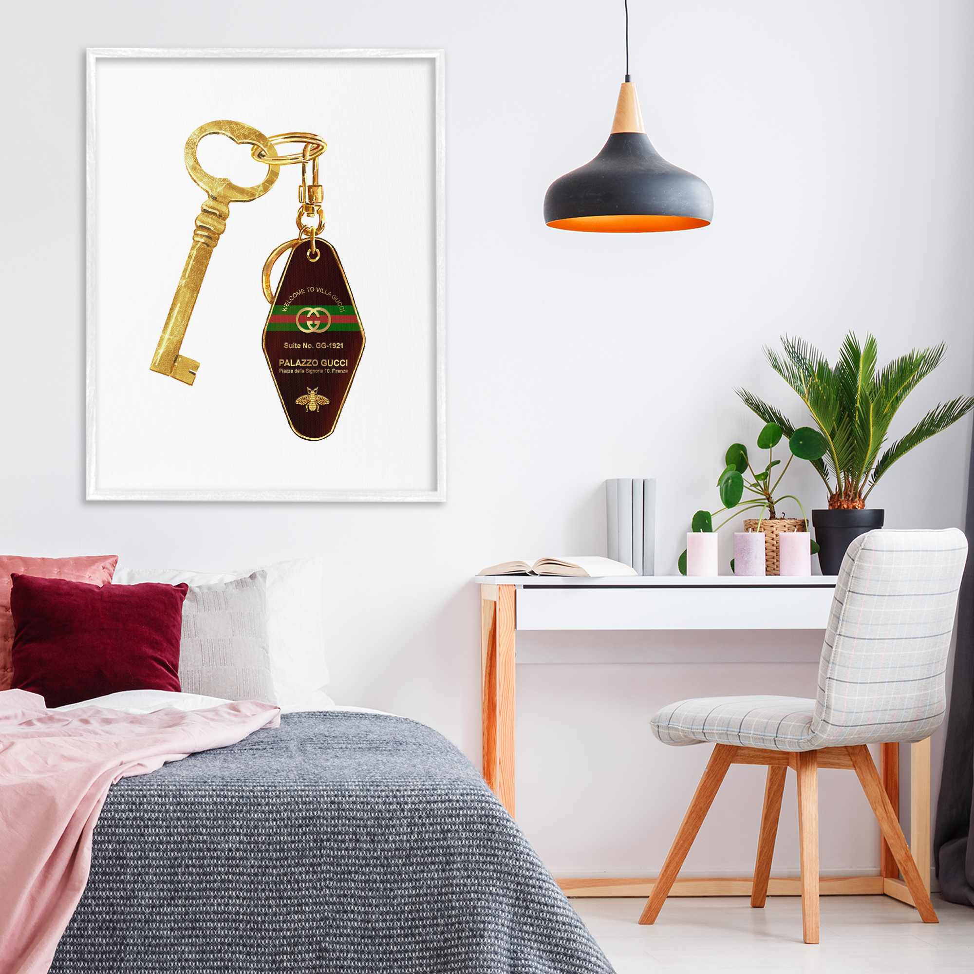 Luxury Hotel Key White Framed Giclee Art, design by Ziwei Li