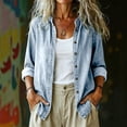 thumbnail image 2 of Ltctricy Women's Button down Denim Shirt Collared Casual Long Sleeve Tops Fall Loose Fit Trendy Jean Shirt, 2 of 7