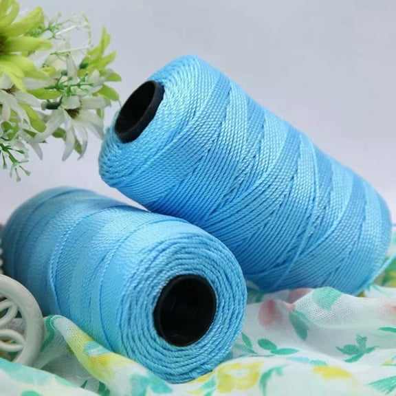 Nvzi Yarn for Crocheting - 2 Pack x 100g Nylon Blend Shiny Thread - Premium Craft Yarn for DIY Projects, Knitting & Home Decor, blue