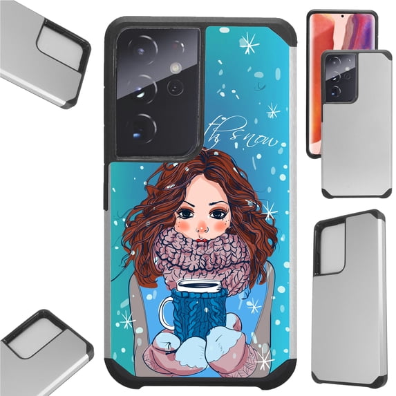 Compatible with Samsung Galaxy S22 Ultra 5G 6.8" Hybrid Fusion Guard Phone Case Cover (Coffee Girl)