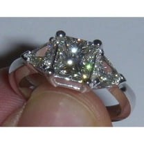 Harry Chad Enterprises 1220 2.75 CT 3 Stone Princess & Trilliant Cut Diamond Engagement Ring, Size 6.5
