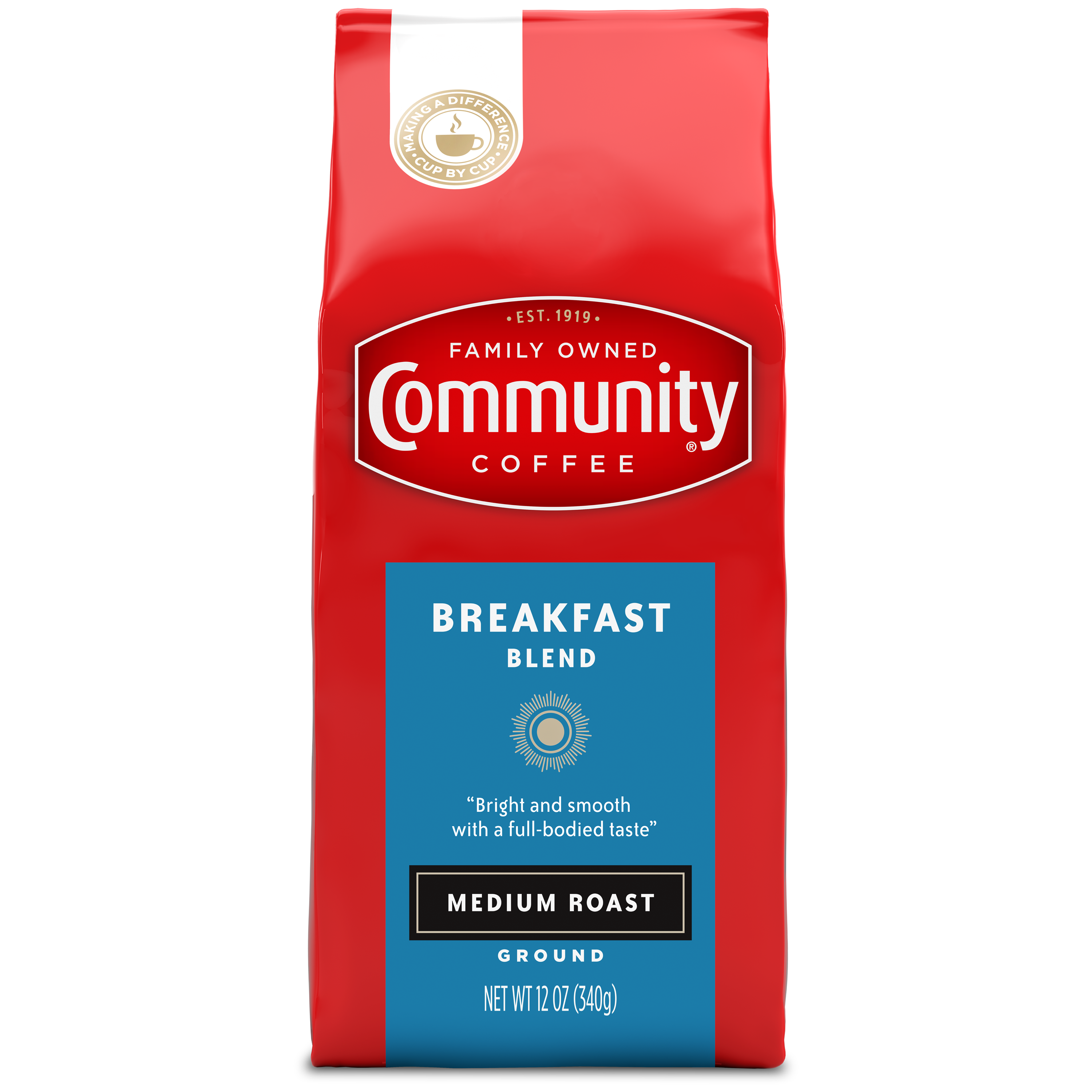 Community Coffee Breakfast Blend Medium Roast Ground 12 oz Gable Top
