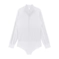 thumbnail image 6 of YiZYiF 2Pcs Men Latin Ballroom Dance Leotard Outfits Bodysuit Top with Tassels Flare Pants Dancewear White&Black M, 6 of 7