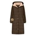 thumbnail image 3 of GaThRRgYP Winter Coats for Women,Womens Jackets Lightweight,Winter Fashion Woman Lengthened and Thickened Medium Hooded Length Down Coat Jacket Coffee S, 3 of 7