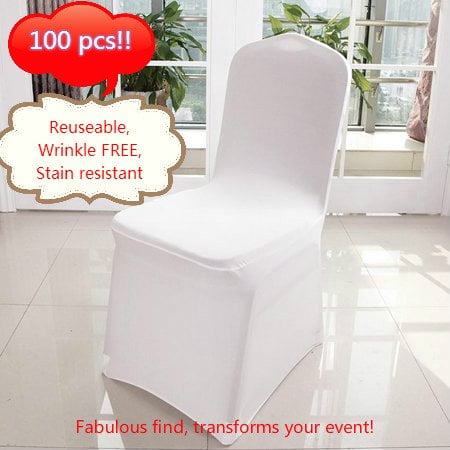 100 Pcs Banquet Chair Covers White Spandex Folding Chair Covers