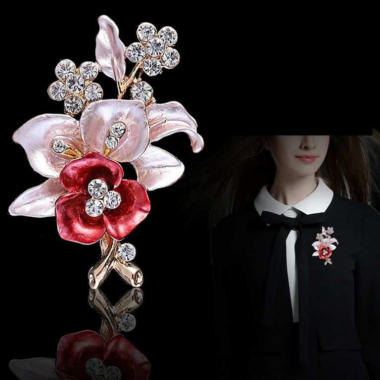 Elegant Handmade Flower Shaped Brooch Alloy Diamante Brooch Jewelry  Accessories Corsage Gift for Mother's Day 