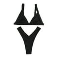 thumbnail image 3 of Viikei Bikini Set Swimwear for Women Plus Size Summer 2 Piece Solid Color High Cut Backless Bikini Set Beachwear Swimsuit, 3 of 8
