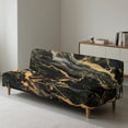 thumbnail image 2 of Yuyamidu Black Marble Futon Cover Armless Sofa Covers Non Slip Stretch Futon Slipcover with Elastic Edge Easy to Install Sofa Bed Slipcover Protector Gift for Holiday, 2 of 8