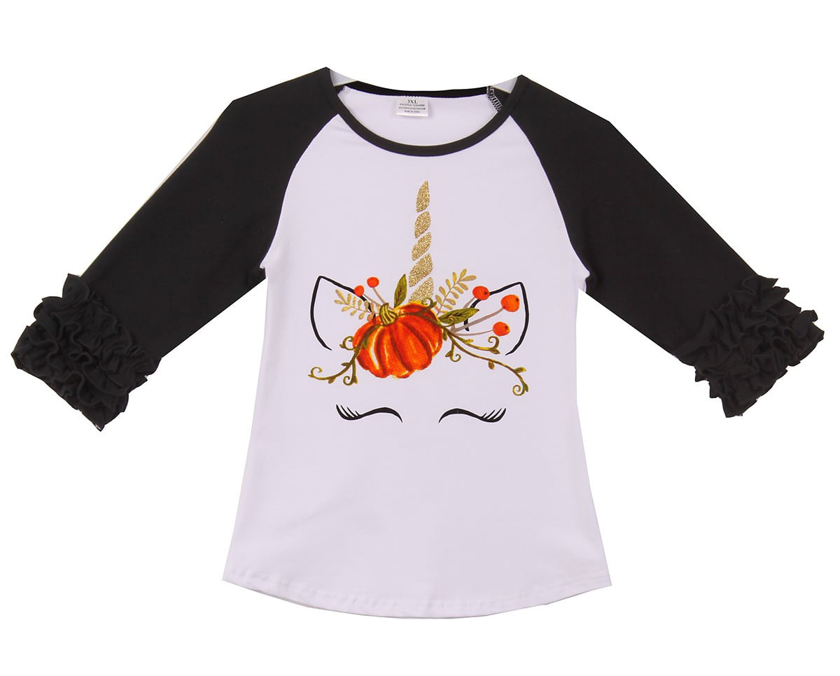 KONFA Teen Toddler Baby Girls Halloween Pumpkin T-Shirt,for 1-5 Years,Kids Long Ruched Sleeve Blouse Tops Clothing Set