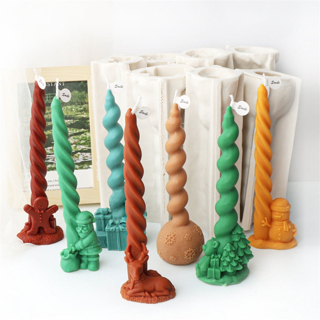 ZPAQI 3D Christmas Santa Candle Mold Pillar Tapers Elk Snowman Tree Silicone Mold