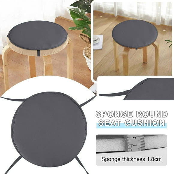 Coussin Rond pour Chaise de Jardin pour l'Extérieur – Coussinet de Siège Rond pour Tabouret, Patio, Salle à Manger avec Quatre Attaches