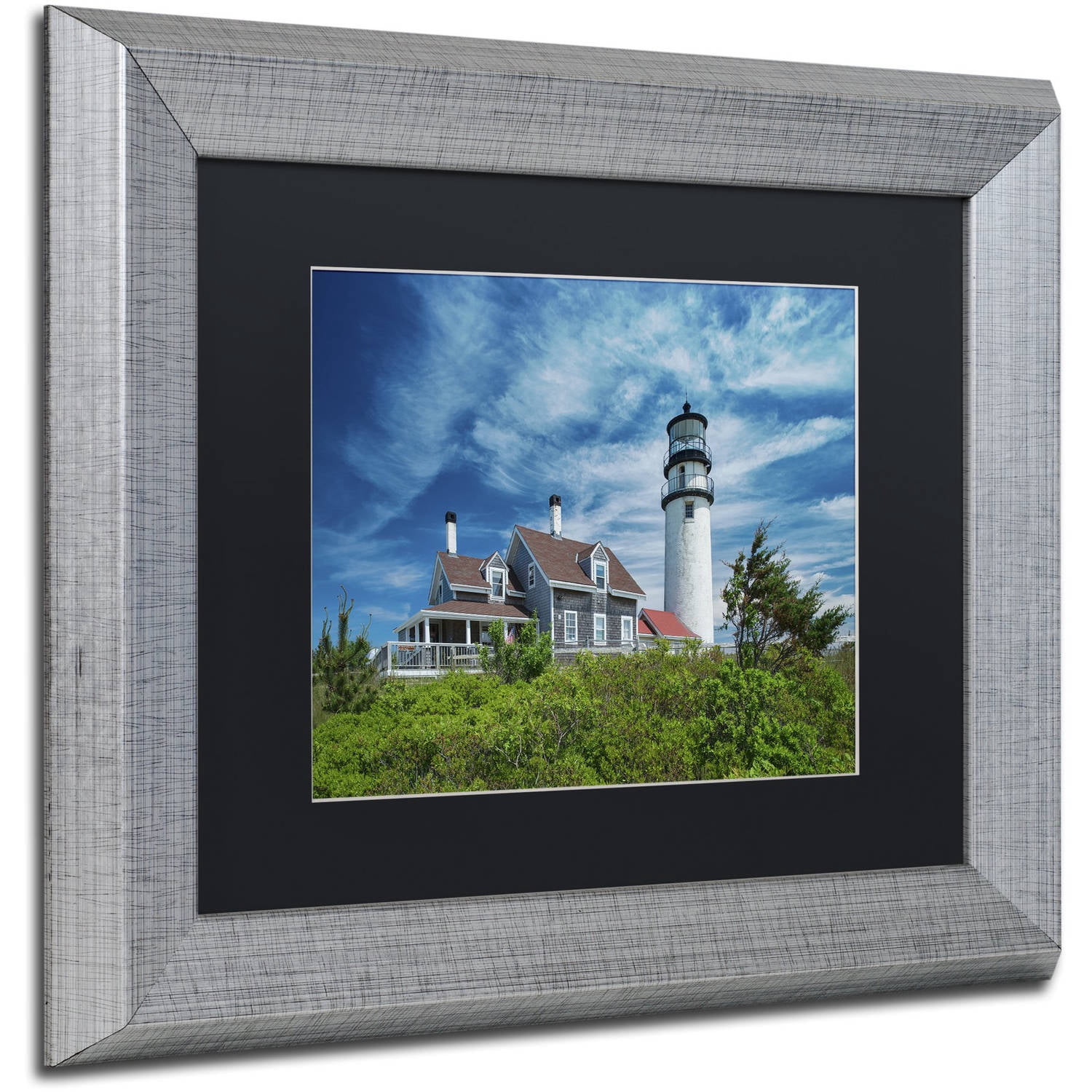 Trademark Fine Art "Cape Cod Light" Canvas Art by Michael Blanchette Photography Black Matte, Silver Frame