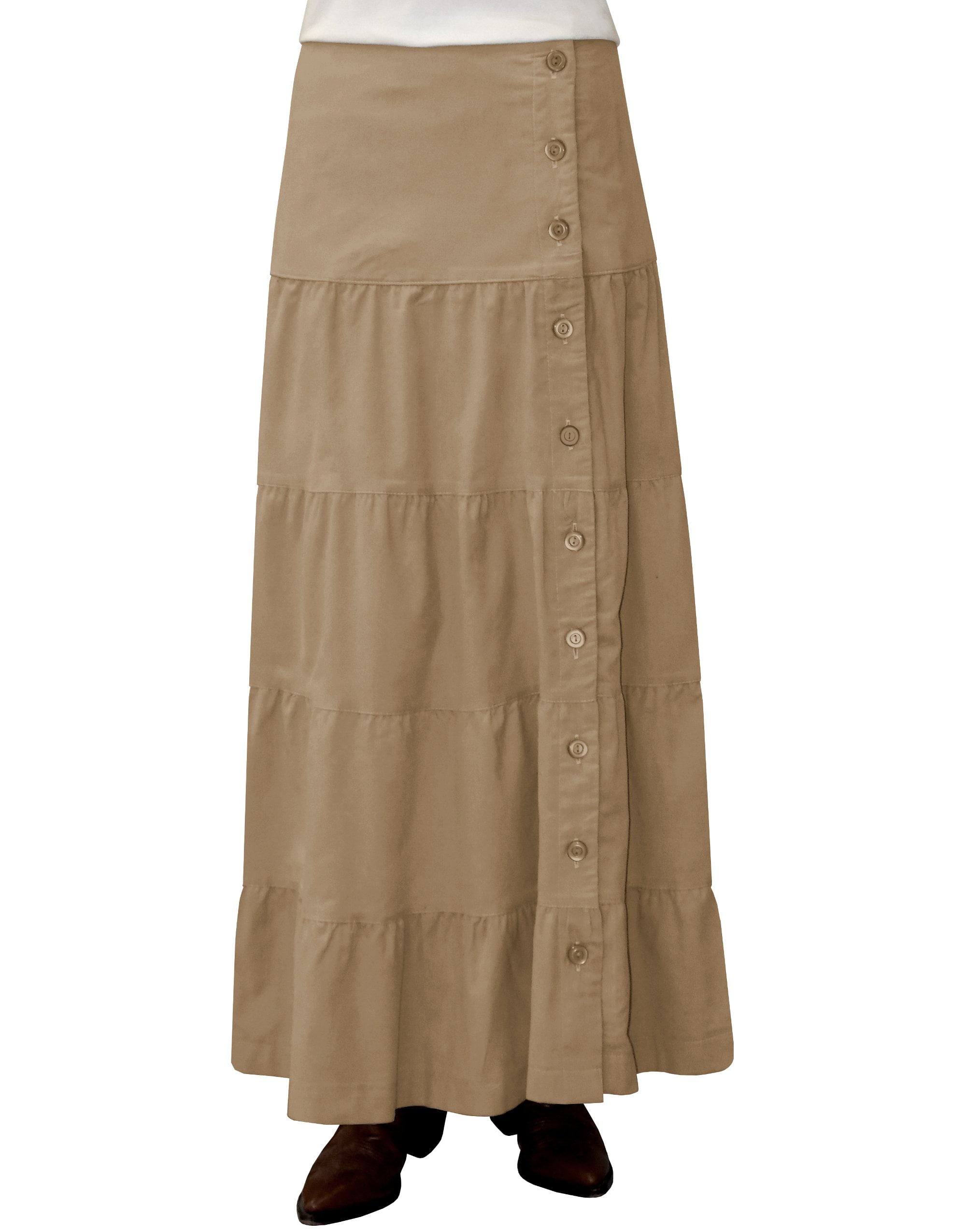 Baby'O Clothing - Women's Long Ankle Length Tiered Corduroy Maxi Skirt ...