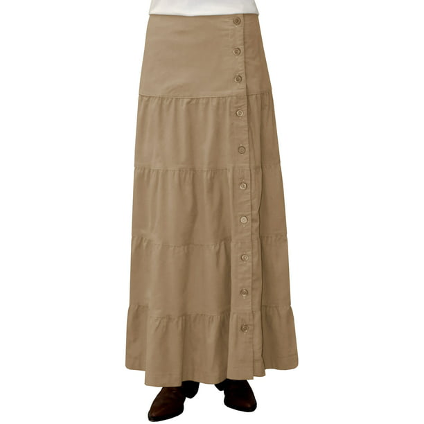 Baby'O Clothing - Women's Long Ankle Length Tiered Corduroy Maxi Skirt ...