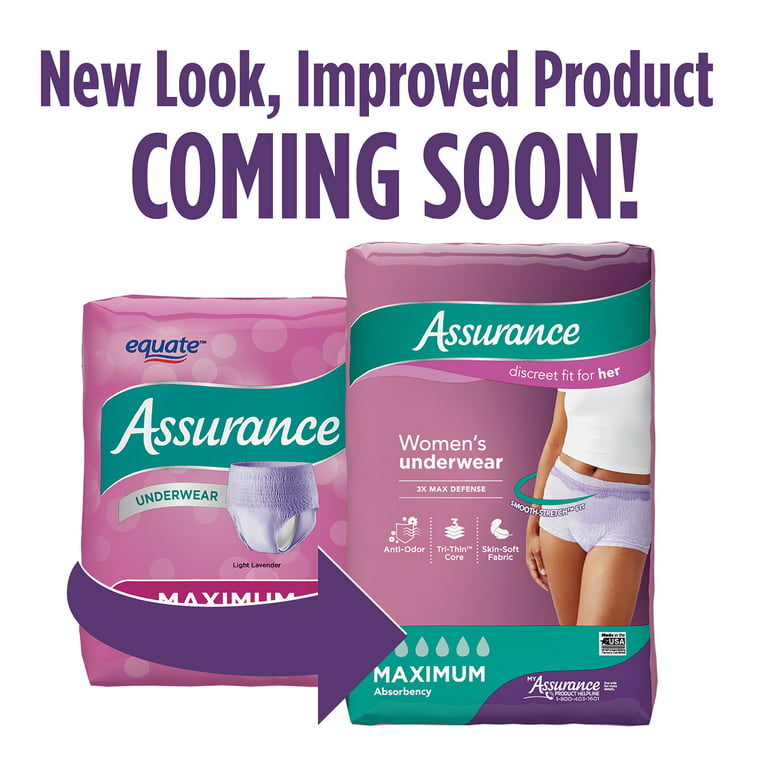 Assurance Women's Underwear Adult Diapers WITH ODOR Guard Size Large 18  Count