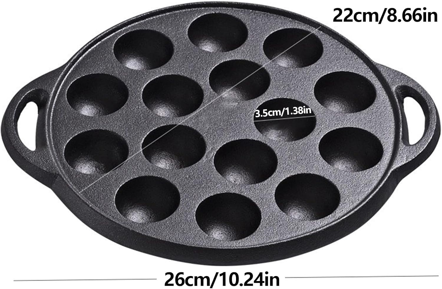 Cast Iron Takoyaki Pan with 15 Holes - Thickened Nonstick Grill Pan for Meatballs, Escargot & Appetizers, Heavy Duty Kitchen Frying Tool for Japanese Snacks(XX)