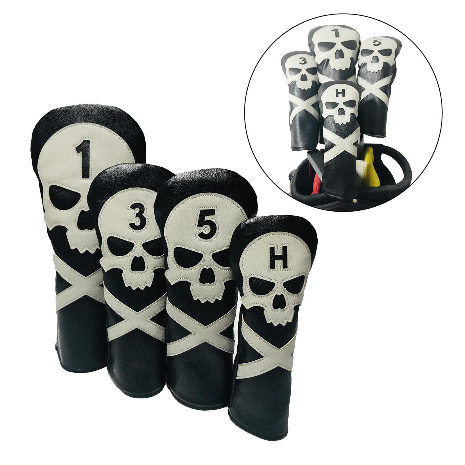 harayaa 4x Golf Head Covers for Driver And Fairway Wood Golf Club, Skull Headcovers Golf