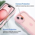 thumbnail image 3 of IPhone 15 Case Wavy Edge Clear Back Design, Anti-Slip Grip Cute Wave Curly Frame Shape Shockproof Soft TPU & Hard Bumper Protective Phone Case Cover for Women Girls, Pink, 3 of 6