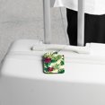 thumbnail image 5 of Square 2Pack PU Leather Tropical Plants Rosy Cruise Luggage Tag with Privacy Cover and Stainless Steel Ring - Suitable for Travel Handbags Backpacks Luggage Tags, 5 of 6