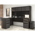 thumbnail image 3 of Bestar Prestige Plus 6 Piece L Shaped Computer Desk with Hutch in Bark Gray, 3 of 12