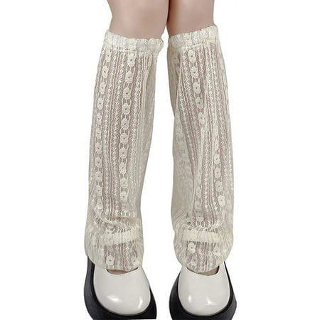 

CoCopeaunts Women Vertical Stripe Leg Warmers Summer JK Calf Socks Lolita Millennial Hottie Flared Leg Sleeves