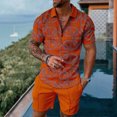 thumbnail image 2 of Yindaity Men Track Suits 2 Piece Set Summer Casual Outfits Fashion Polo Shirts Short Sleeve and Shorts Set Vacation Clothes Orange,XL, 2 of 4