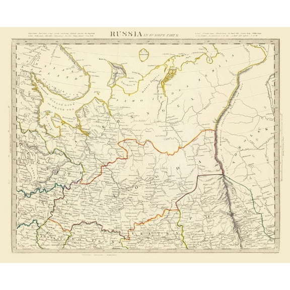 Historic Map - Russia European - Chapman 1835 - 28.29 x 23 - Vintage Wall Art