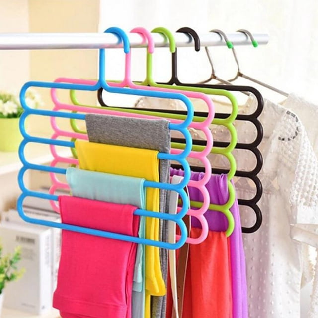 Gwong hogar 2 PCS Pantalones de 5 niveles Hook Hook Wraps Bufand Buffes Costilización de almacenamiento Estante de baño de almacenamiento Gwong 21030027