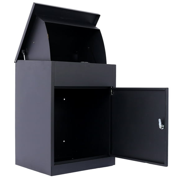 , Package Delivery Boxes for Outside,Extra Large Mailbox,Galvanized Steel Parcel Mailbox,Wall Mounted Lockable Anti-Theft for Outdoor Porch,Curbside,black, Black ,Steel ,